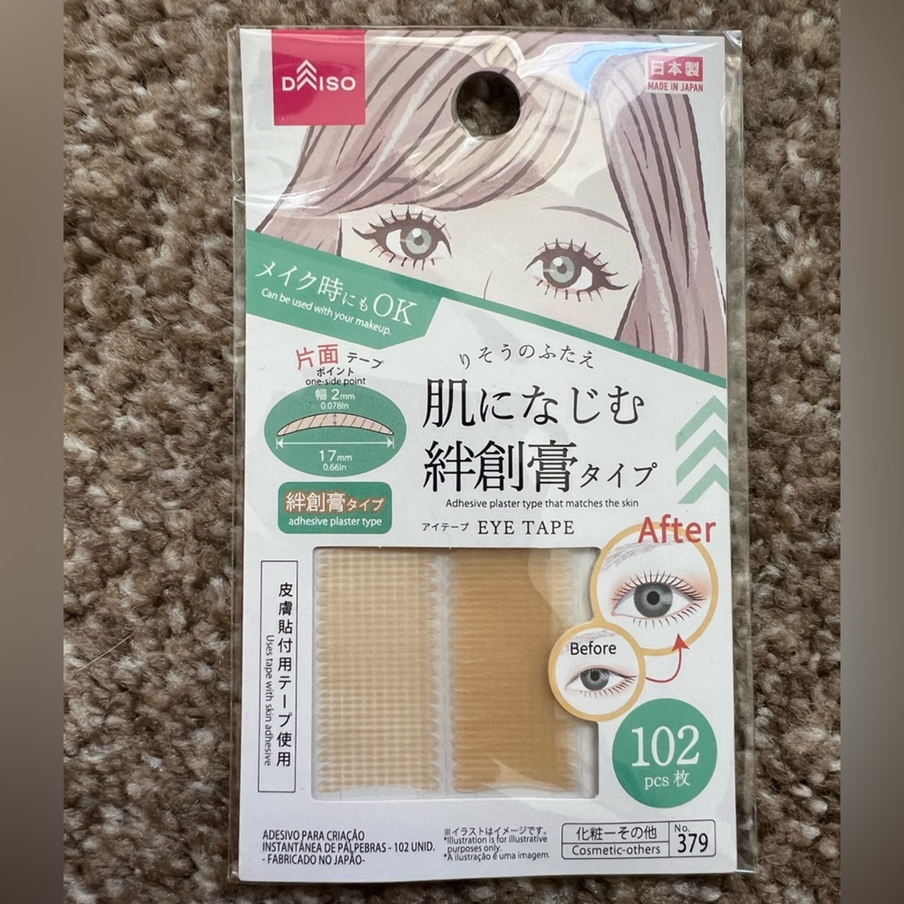 Daiso Japan Eye Eyelid Tape Sticker Adhesive Plaster Type One-Side Point 102 pcs
